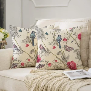 Cushion Cover - Vintage Bird & Rose