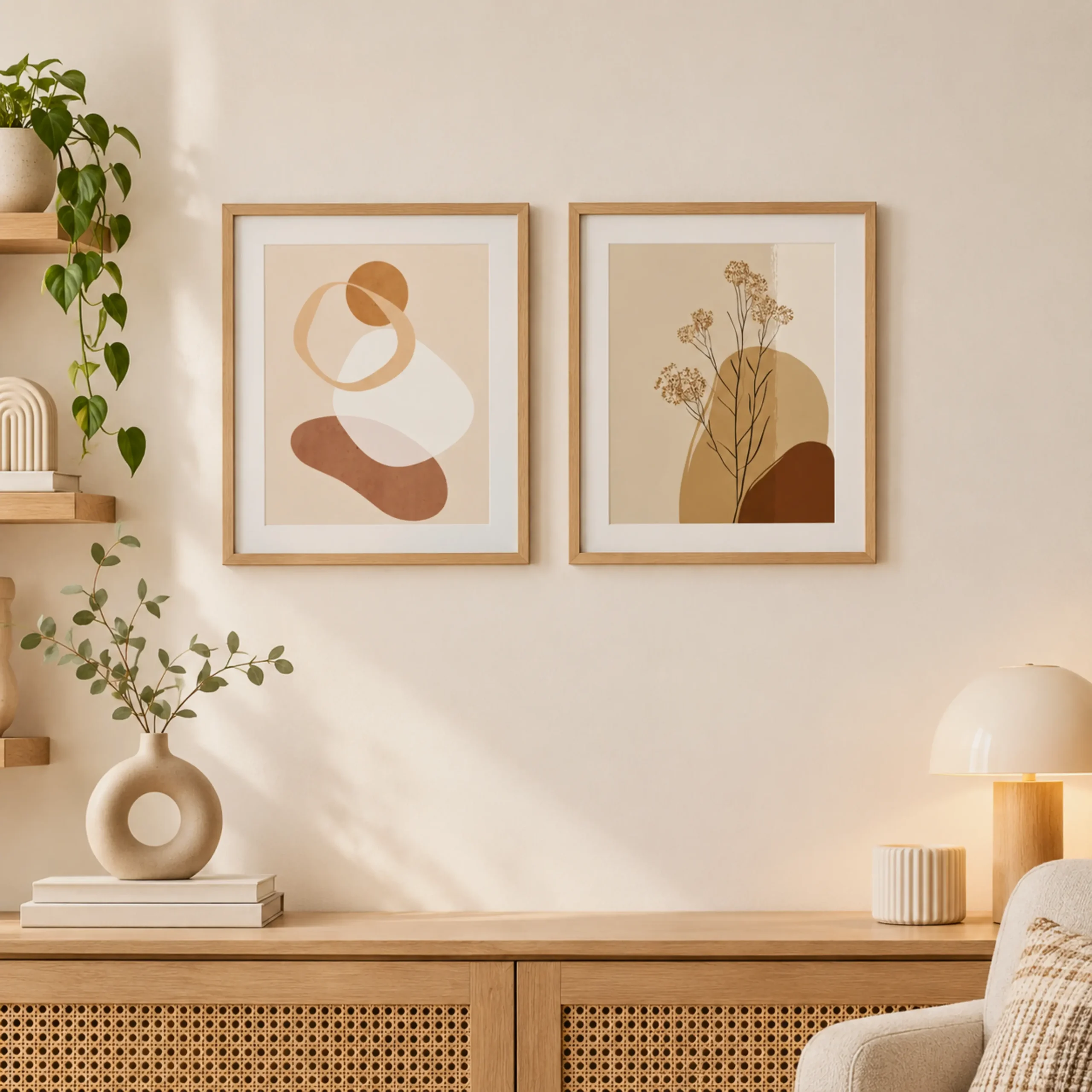 Terra Flow Abstract Wall Art | Modern Beige & Terracotta Canvas